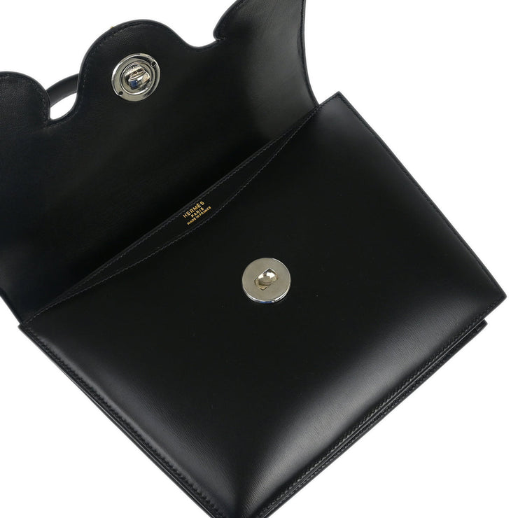 Hermes 1992 Black Box Calf Frigate Handbag
