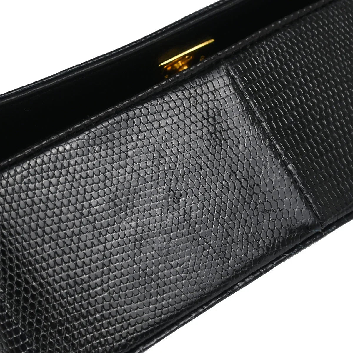 Chanel * 1989-1991 Black Lizard Turnlock Mini Full Flap Shoulder Bag