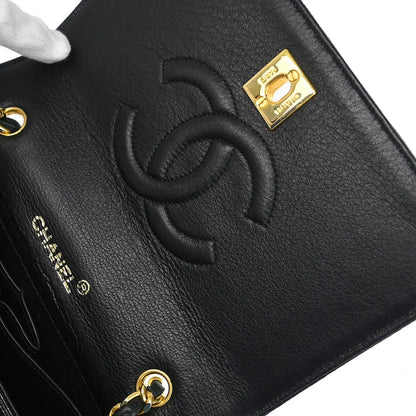 Chanel * 1989-1991 Black Lizard Turnlock Mini Full Flap Shoulder Bag