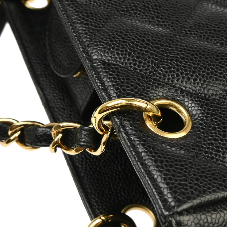 Chanel 2003-2004 Black Caviar Petite Shopping Tote PST Chain Handbag
