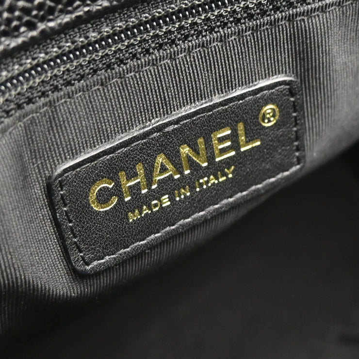 Chanel 2003-2004 Black Caviar Petite Shopping Tote PST Chain Handbag