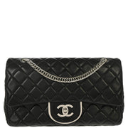 Chanel 2006-2008 Black Lambskin Medium Classic Double Flap Shoulder Bag