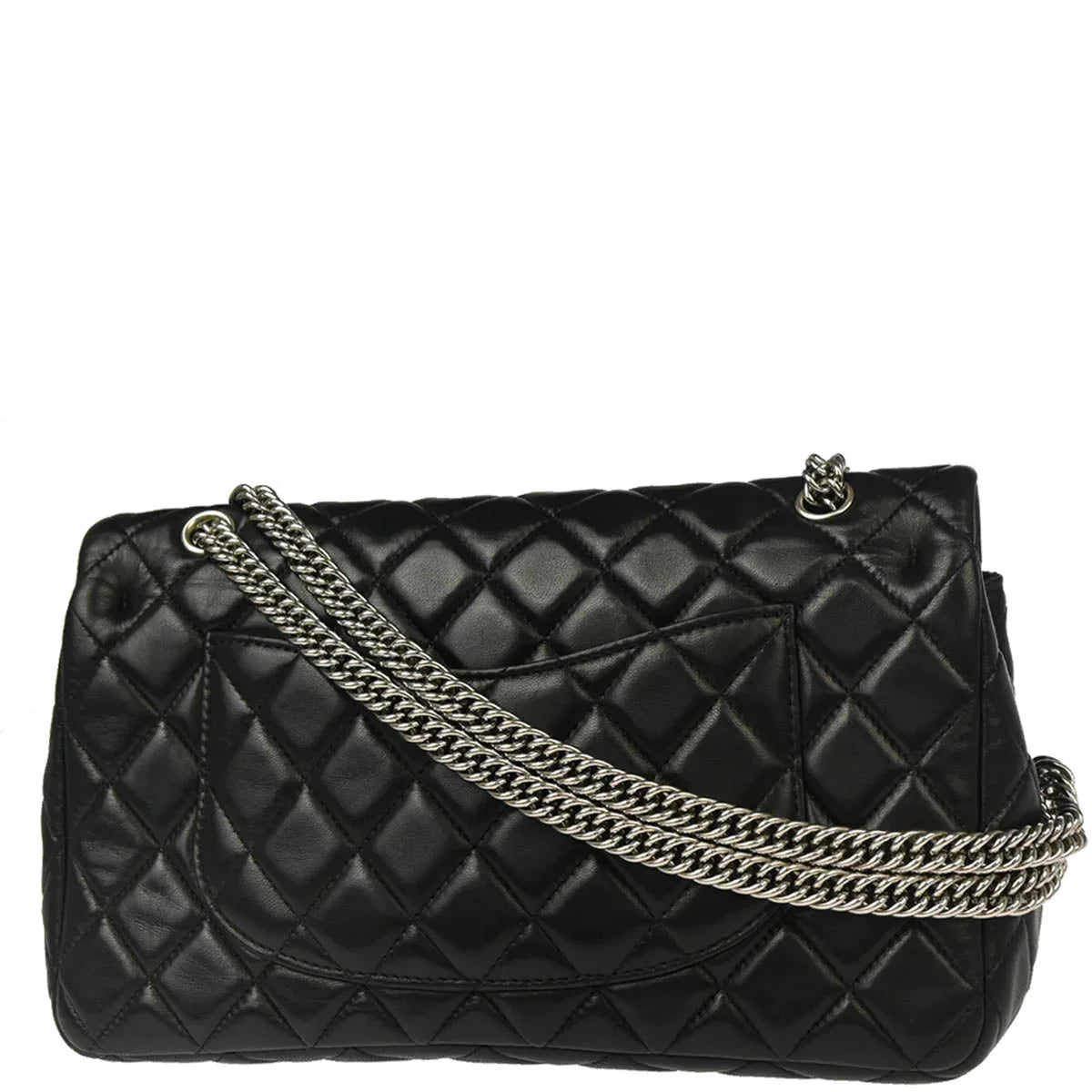 Chanel 2006-2008 Black Lambskin Medium Classic Double Flap Shoulder Bag