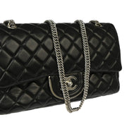 Chanel 2006-2008 Black Lambskin Medium Classic Double Flap Shoulder Bag