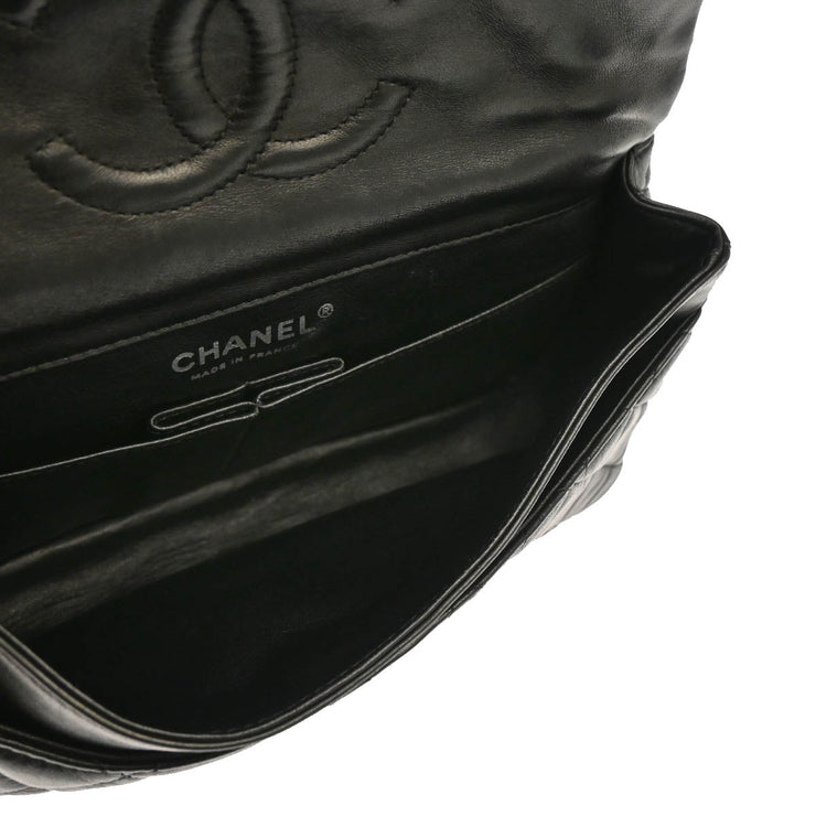 Chanel 2006-2008 Black Lambskin Medium Classic Double Flap Shoulder Bag