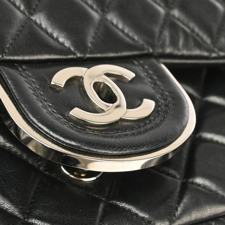 Chanel 2006-2008 Black Lambskin Medium Classic Double Flap Shoulder Bag