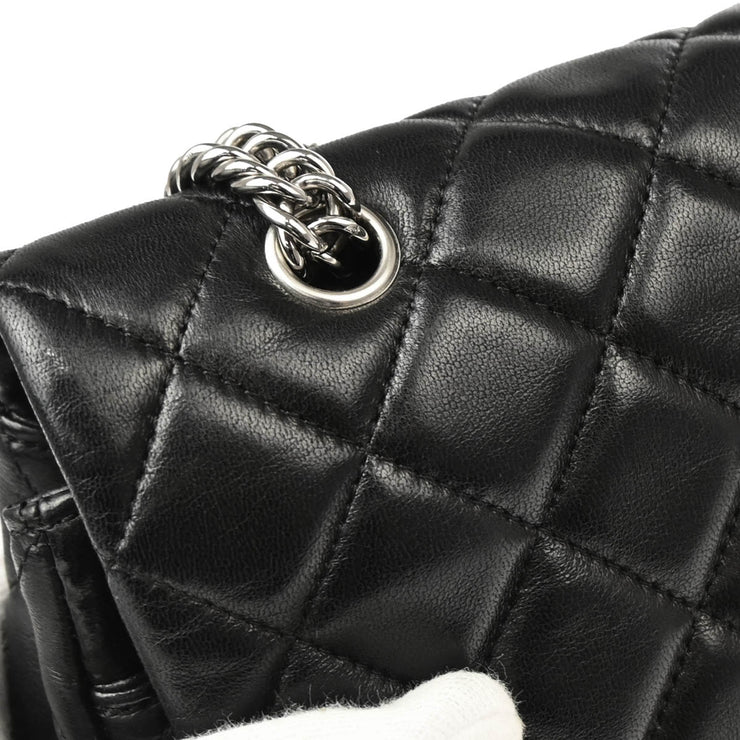 Chanel 2006-2008 Black Lambskin Medium Classic Double Flap Shoulder Bag