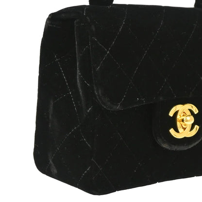 Chanel 1991-1994 Black Velvet Mini Square Handbag