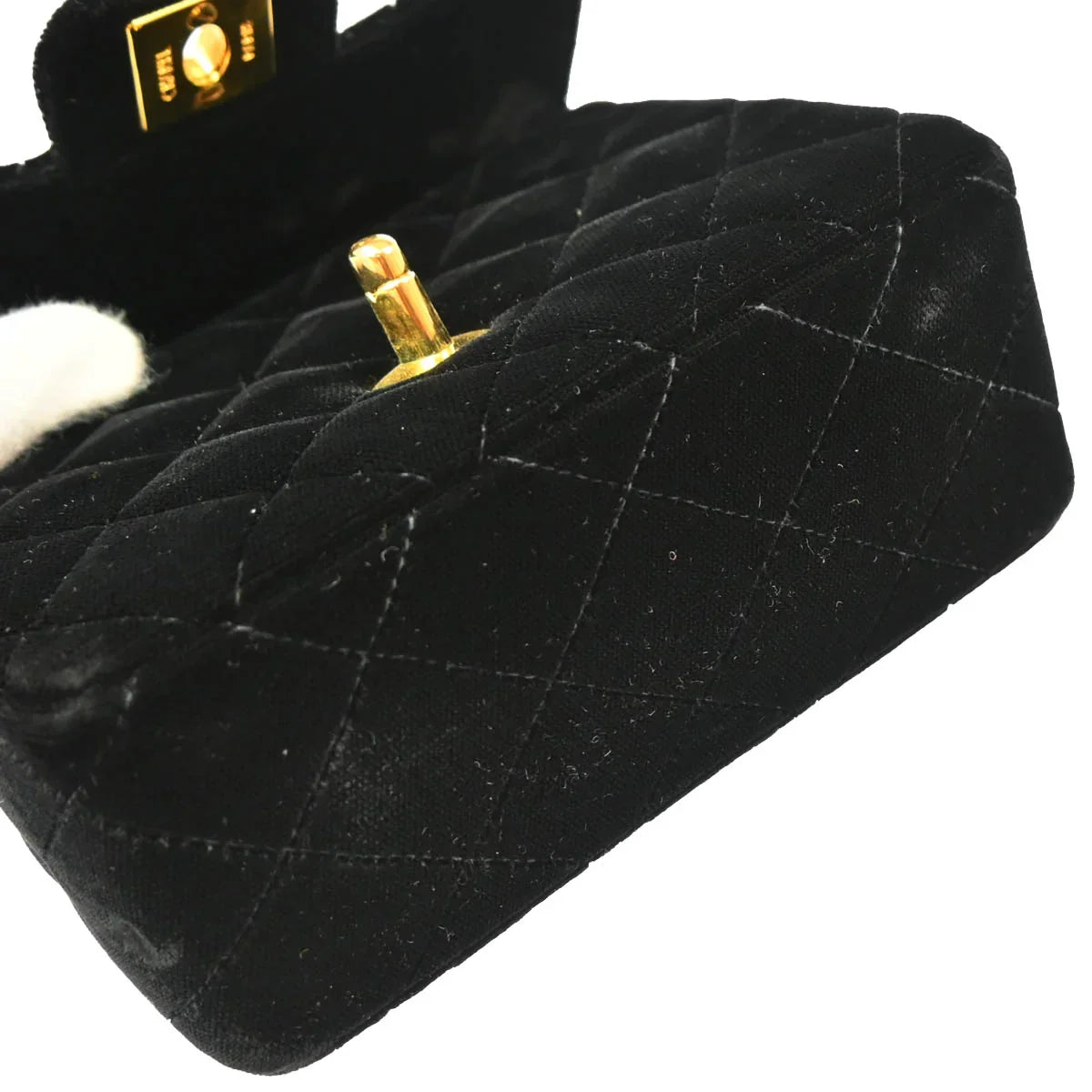 Chanel 1991-1994 Black Velvet Mini Square Handbag
