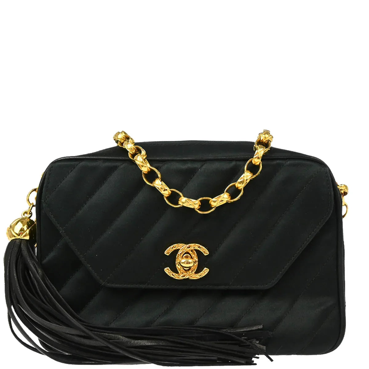 Chanel 1991-1994 Black Satin Camera Bag Mini