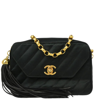 Chanel 1991-1994 Black Satin Camera Bag Mini