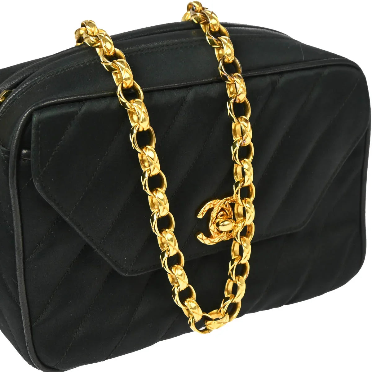 Chanel 1991-1994 Black Satin Camera Bag Mini