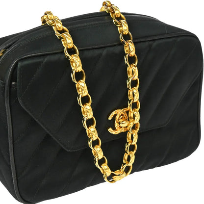 Chanel 1991-1994 Black Satin Camera Bag Mini