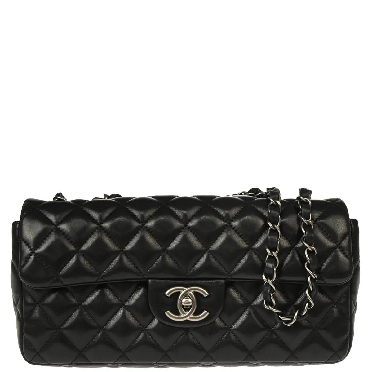 Chanel 2008-2009 Black Lambskin East West Shoulder Bag