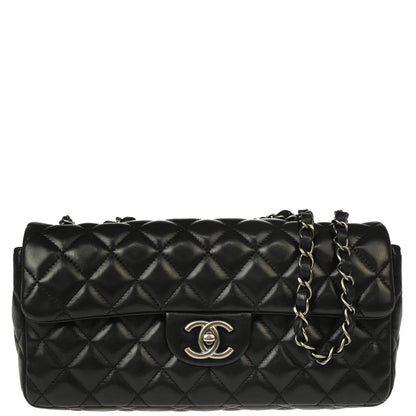 Chanel 2008-2009 Black Lambskin East West Shoulder Bag