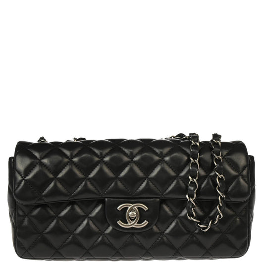Chanel 2008-2009 Black Lambskin East West Shoulder Bag