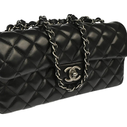 Chanel 2008-2009 Black Lambskin East West Shoulder Bag