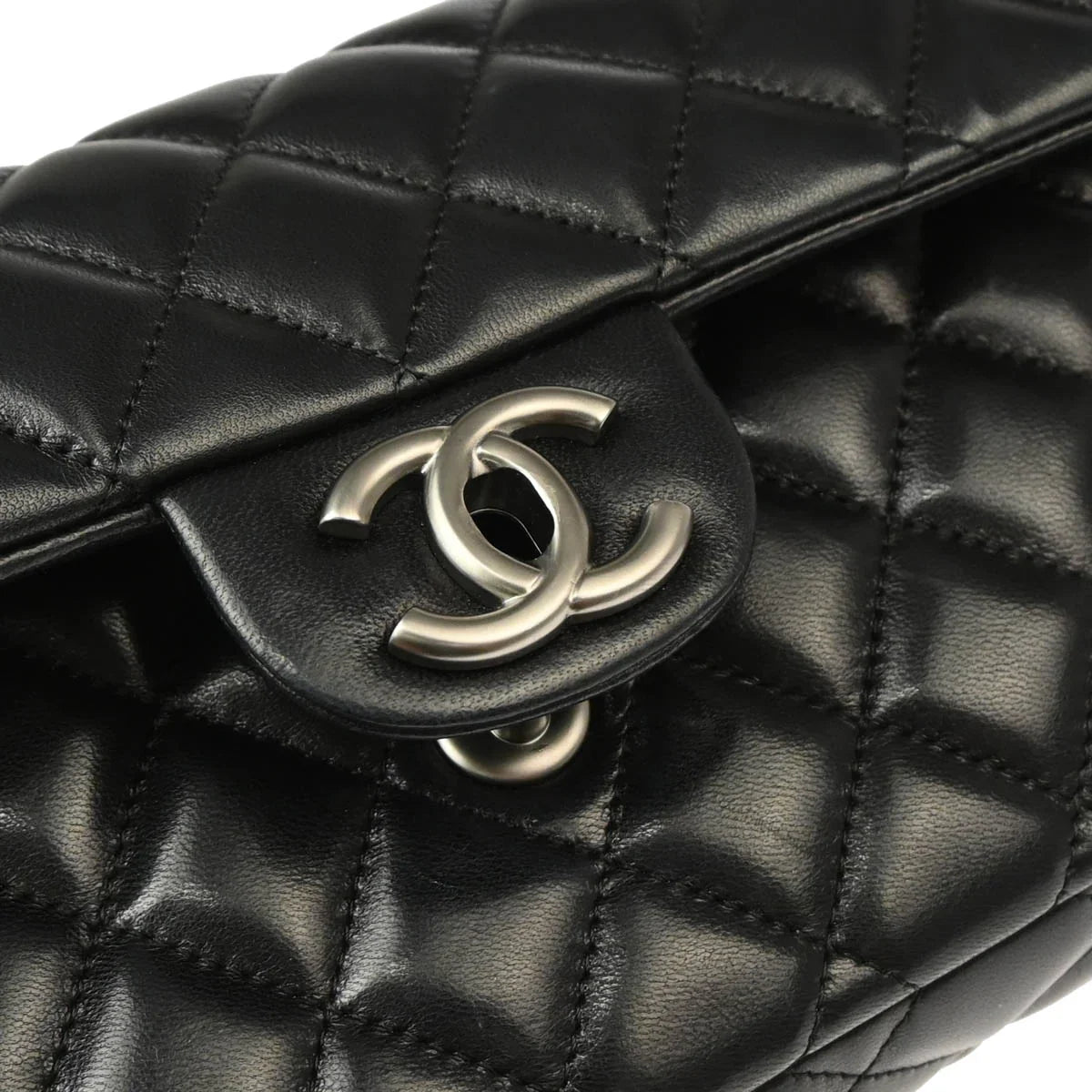Chanel 2008-2009 Black Lambskin East West Shoulder Bag