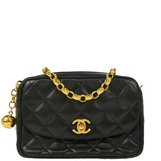Chanel 1991-1994 Black Lambskin Camera Bag Mini