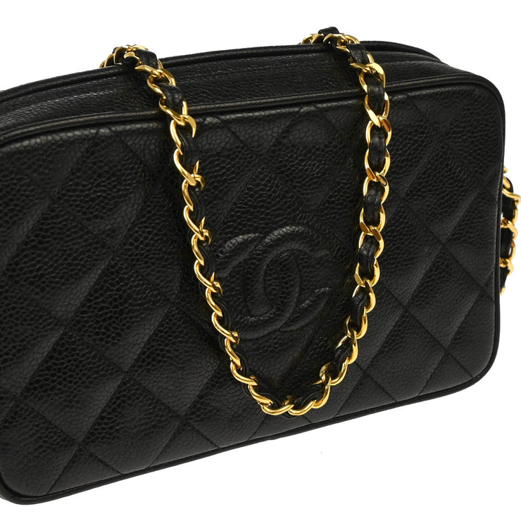 Chanel 1991-1994 Black Caviar Camera Bag