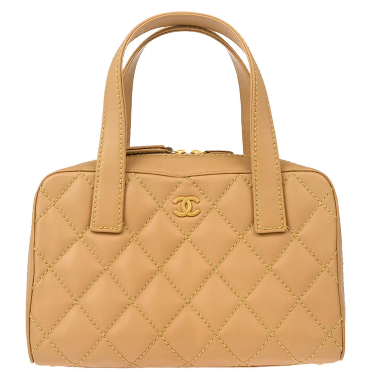 Chanel 2005-2006 Beige Calfskin Wild Stitch Handbag