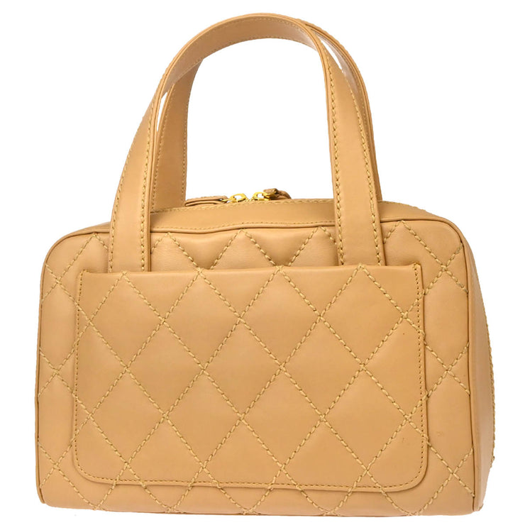Chanel 2005-2006 Beige Calfskin Wild Stitch Handbag