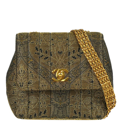 Chanel * 1994-1996 Green Nishijin Brocade Shoulder Bag
