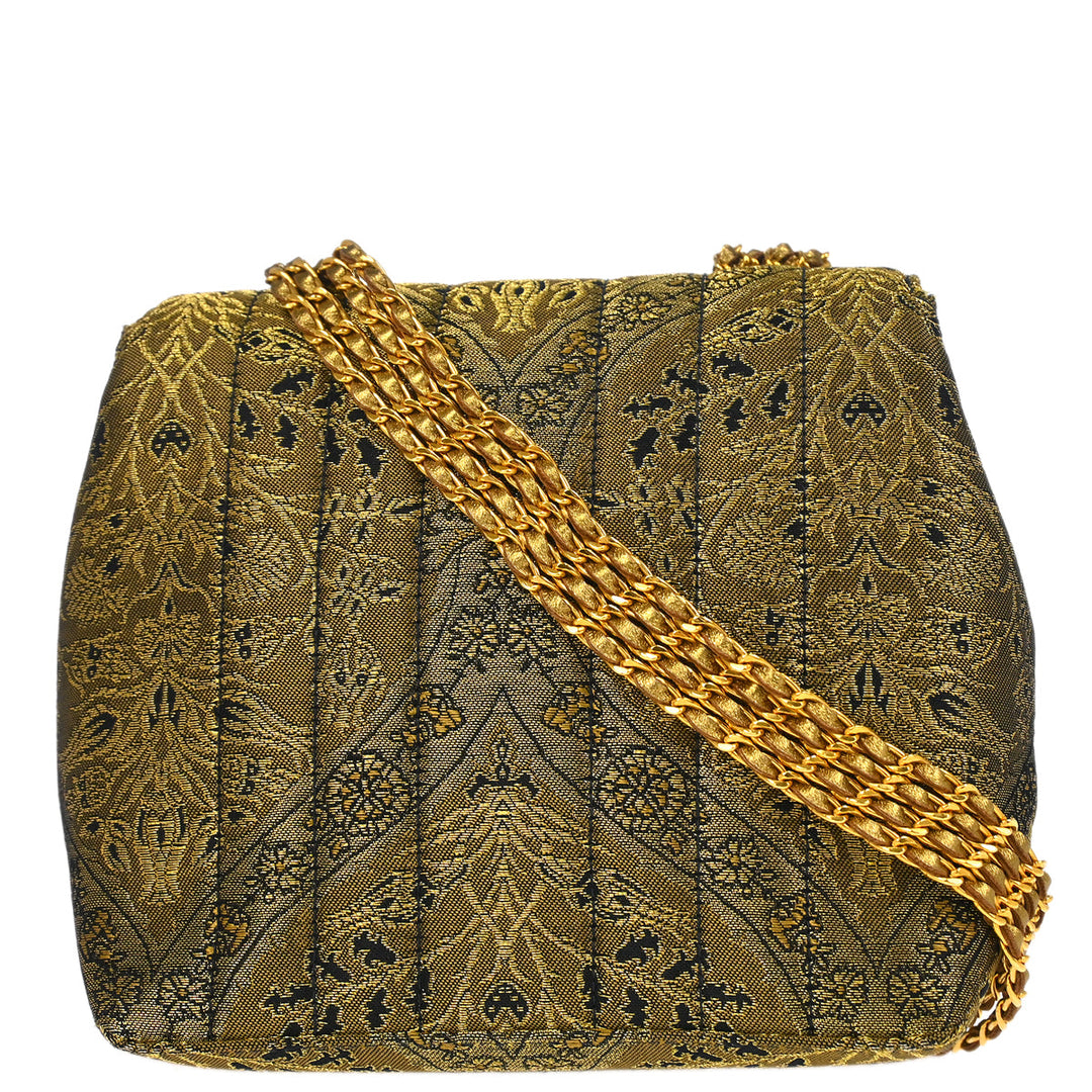 Chanel * 1994-1996 Green Nishijin Brocade Shoulder Bag