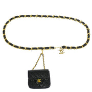 Chanel 1986-1988 Black Lambskin Classic Flap Micro Bum Belt Bag