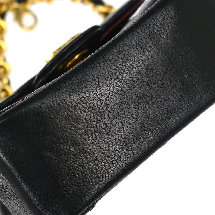 Chanel 1986-1988 Black Lambskin Classic Flap Micro Bum Belt Bag