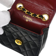 Chanel 1986-1988 Black Lambskin Classic Flap Micro Bum Belt Bag