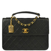 Chanel 1986-1988 Black Lambskin 2way Shoulder Handbag