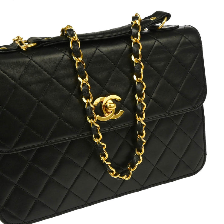 Chanel 1986-1988 Black Lambskin 2way Shoulder Handbag
