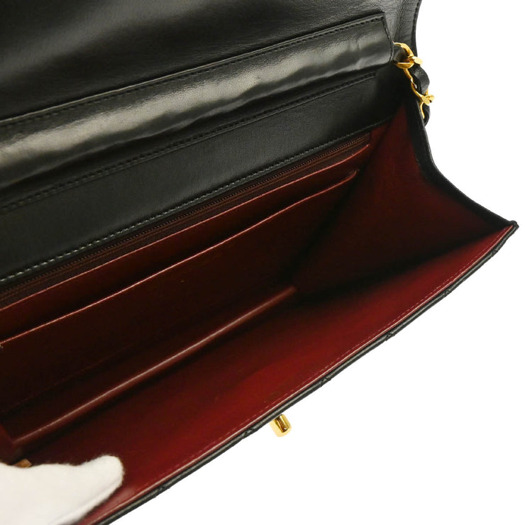 Chanel 1986-1988 Black Lambskin 2way Shoulder Handbag