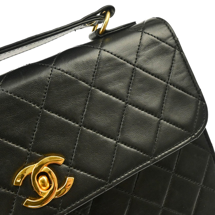 Chanel 1986-1988 Black Lambskin 2way Shoulder Handbag