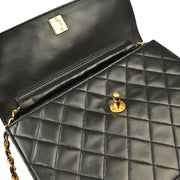 Chanel 1986-1988 Black Lambskin 2way Shoulder Handbag