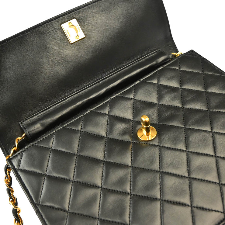 Chanel 1986-1988 Black Lambskin 2way Shoulder Handbag
