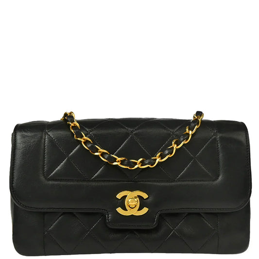 Chanel 1989-1991 Black Lambskin Shoulder Bag
