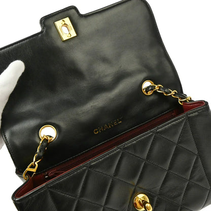 Chanel 1989-1991 Black Lambskin Shoulder Bag