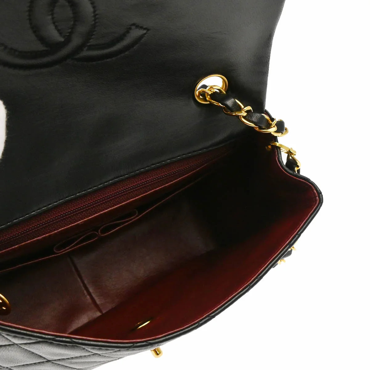 Chanel 1991-1994 Black Lambskin Classic Square Flap Shoulder Bag