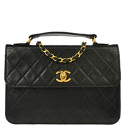 Chanel 1986-1988 Black Lambskin 2way Shoulder Handbag