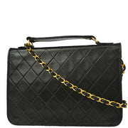 Chanel 1986-1988 Black Lambskin 2way Shoulder Handbag