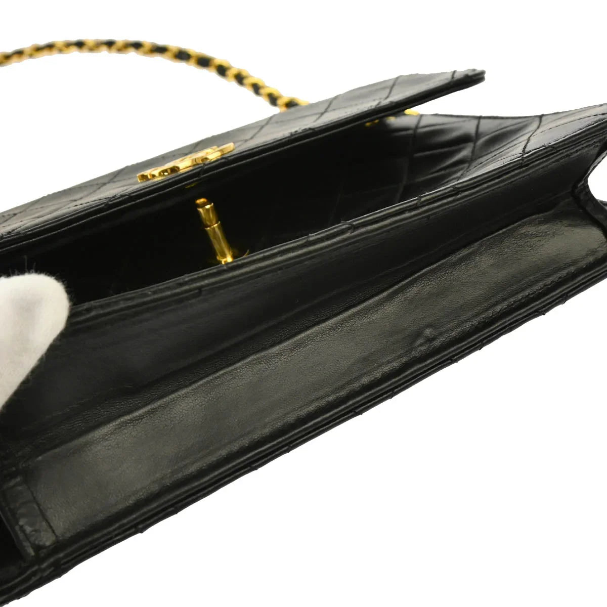 Chanel 1986-1988 Black Lambskin 2way Shoulder Bag