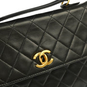Chanel 1986-1988 Black Lambskin 2way Shoulder Handbag