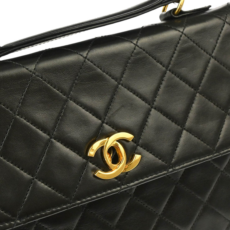 Chanel 1986-1988 Black Lambskin 2way Shoulder Handbag