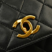 Chanel 1986-1988 Black Lambskin 2way Shoulder Handbag