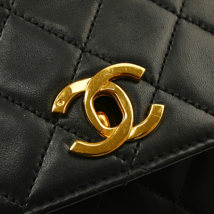 Chanel 1986-1988 Black Lambskin 2way Shoulder Handbag