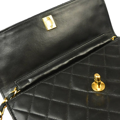 Chanel 1986-1988 Black Lambskin 2way Shoulder Bag