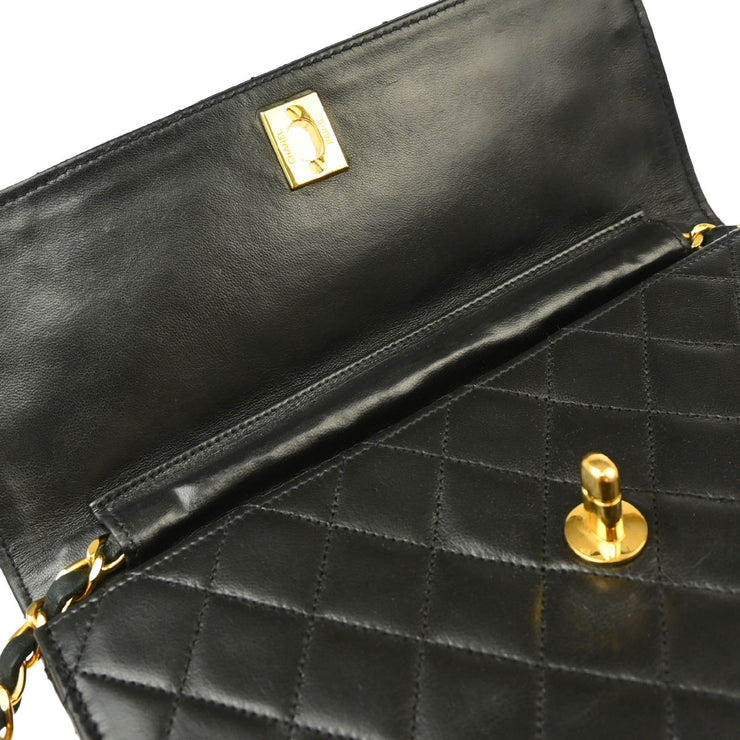 Chanel 1986-1988 Black Lambskin 2way Shoulder Handbag