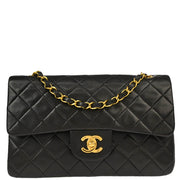 Chanel 1994-1996 Black Lambskin Small Classic Double Flap Shoulder Bag
